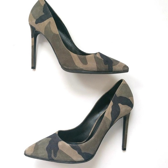 Army fatigue Ysl Saint Laurent Green Brown Black Paris Pumps - Picture 3 of 6